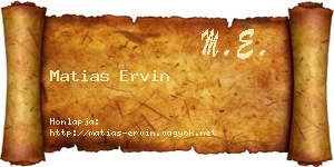 Matias Ervin névjegykártya